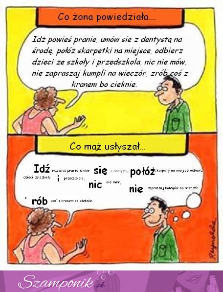 Co mówi kobieta, co słyszy facet! Samo życie!