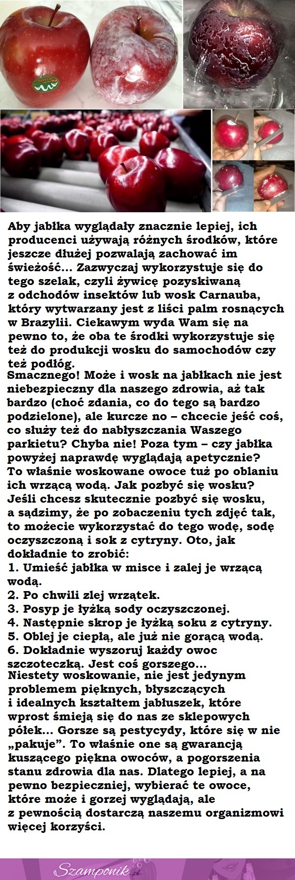 Jeżeli polejesz jabłko wrzątkiem i zrobi się na nim biały osad, nie bagatelizuj tego! To ważne!