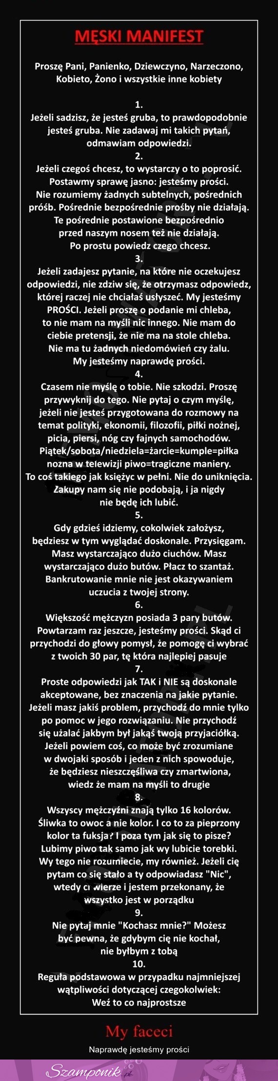 MĘSKI MANIFEST do KOBIET! Przeczytajcie to koniecznie, ŚWIETNE :D