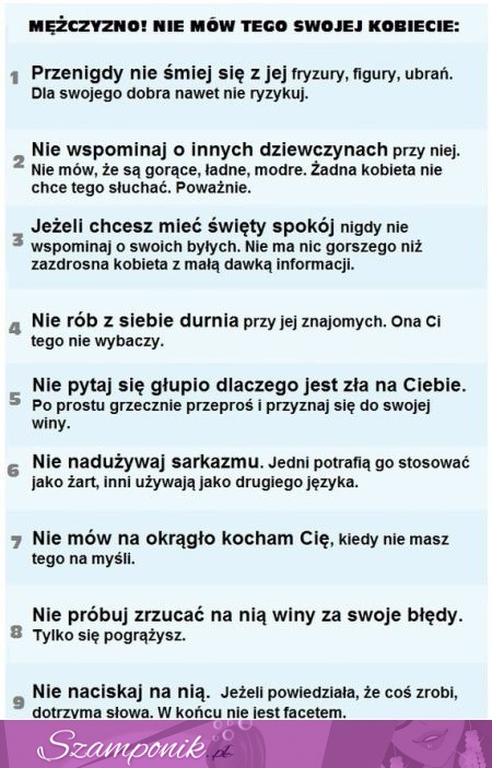 Czego niemówic swojej kobiecie