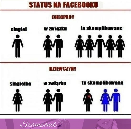 Różnica w statusie  na facebooku wg chłopkaów i dziewczyn - dobre! :D