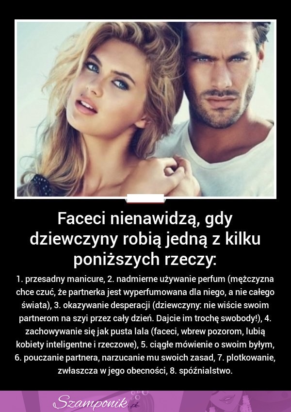 Faceci nienawidzą takich zachowań u dziewczyn!