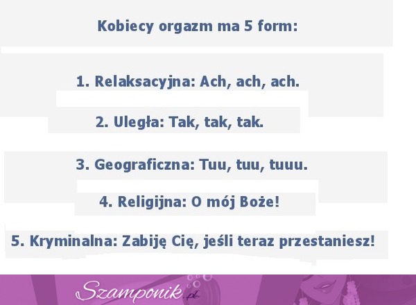 Kobiecy orgazm ma 5 form, zobacz jakie haha