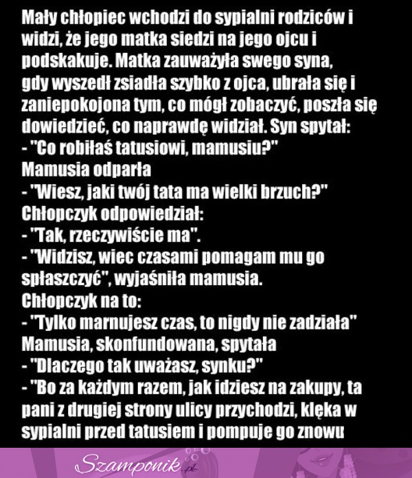 Mały chłopiec wchodzi do sypialni rodziców i...