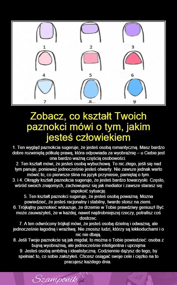 Sprawdź co KSZTAŁT PAZNOKCI może mówić o Tobie! WOW