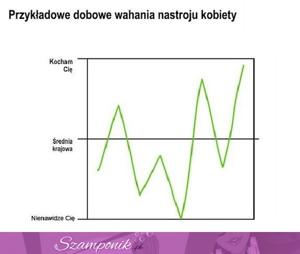 Przykładowe DOBOWE WAHANIA nastroju KOBIETY!