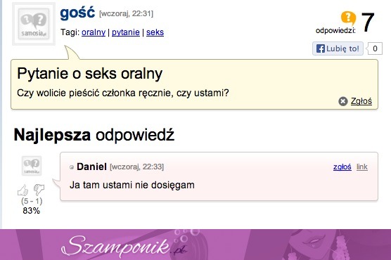 Pytanie o pieszczenie ustami... takiej odpowiedzi się nie spodziewał, ZOBACZ to! :D