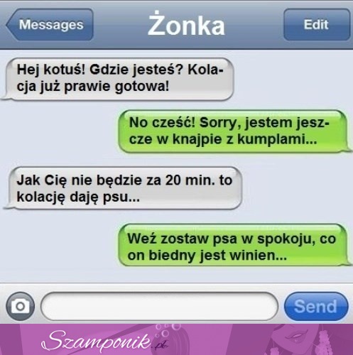 Żona woła męża na obiad, grozi że jak nie przyjdzie to ... zobacz jak zareagował na to mąż chyba obiadu nie będzie...