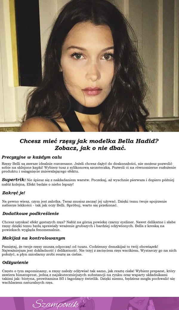 Chcesz mieć rzęsy jak Bella Hadid? Zobacz jak o nie dbać!