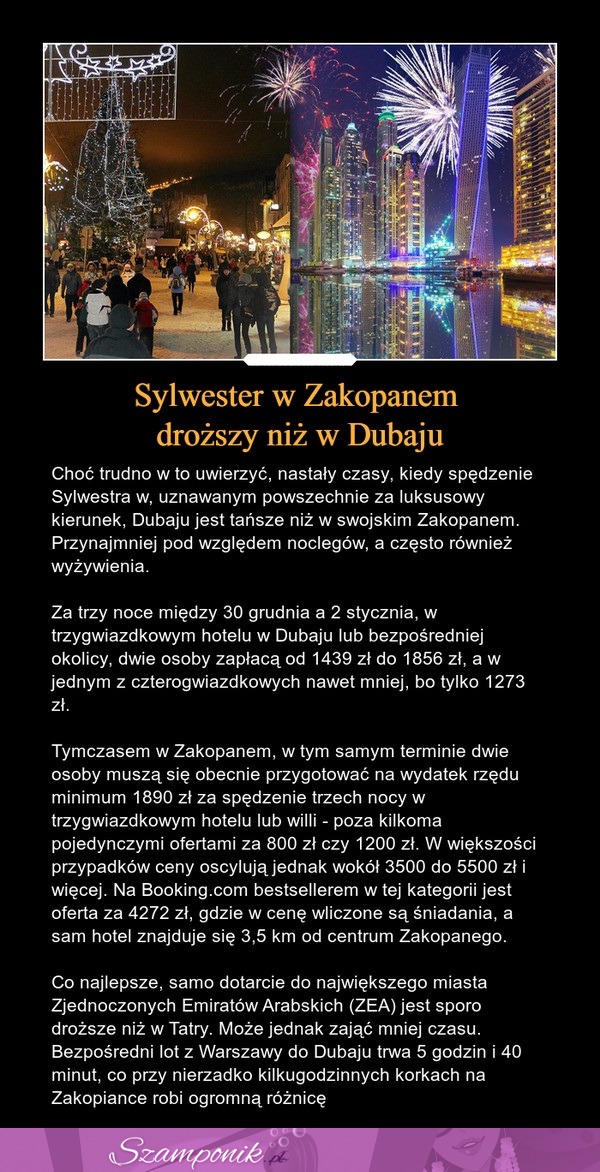 Sylwester w Zakopanem droższy niż w Dubaju!