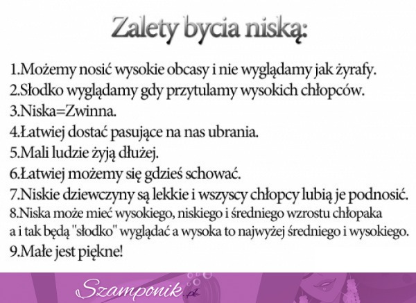 Zalety bycia niską ;)