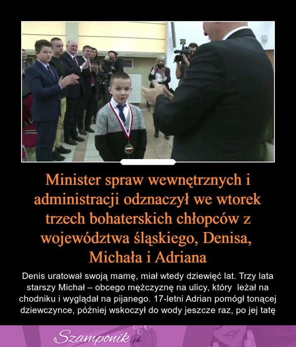 Minister spraw wewnętrznych i administracji odznaczył trzech bohaterów! Brawo!