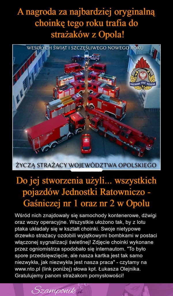 Nagroda dla najbardziej oryginalną choinkę tego roku trafiła do strażaków z Opola!