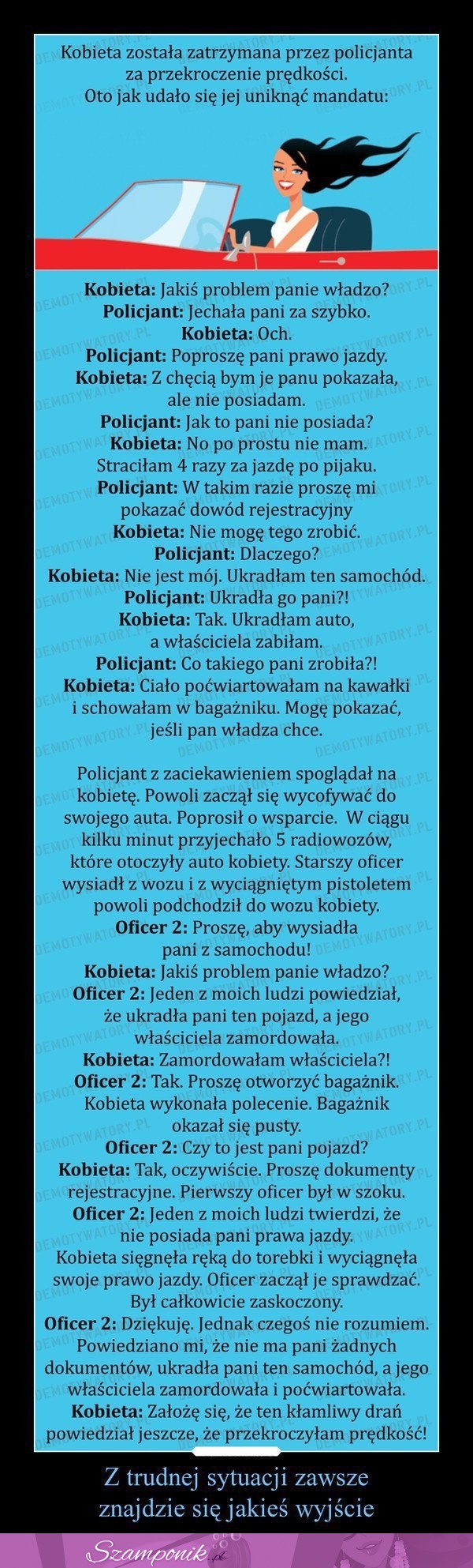 Kobieta została ZATRZYMANA przez policjanta za przekroczenie prędkości. Oto jak udało się jej uniknąć mandatu...