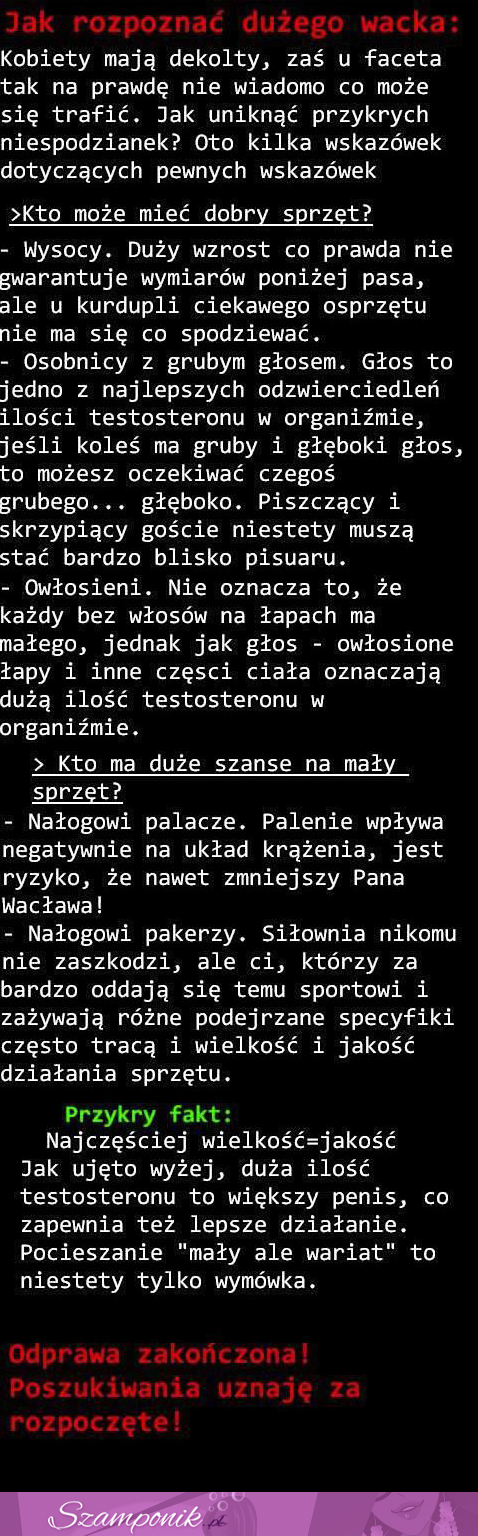 Zobacz jak rozpoznać u faceta dużego wacka? :D