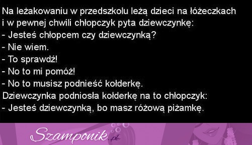 Na leżakowaniu chłopczyk sprawdza czy jego koleżanka jest dziewczynką. w jaki sposób! :D