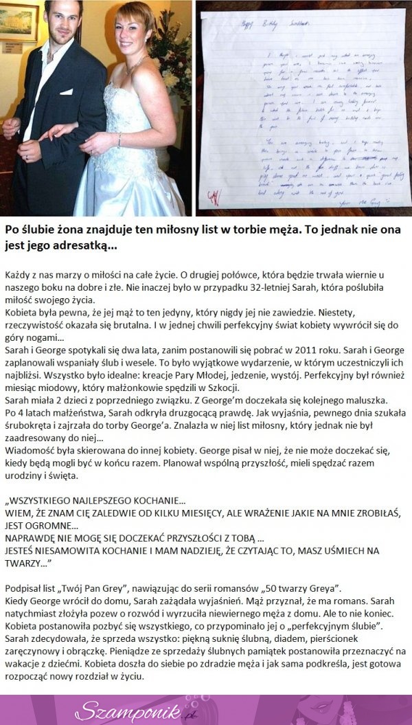 Po ślubie znajduje ten miłosny list w torbie męża, a on nie jest dla niej!