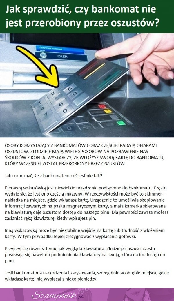 Jak sprawdzić, czy bankomat nie jest przerobiony przez oszustów?