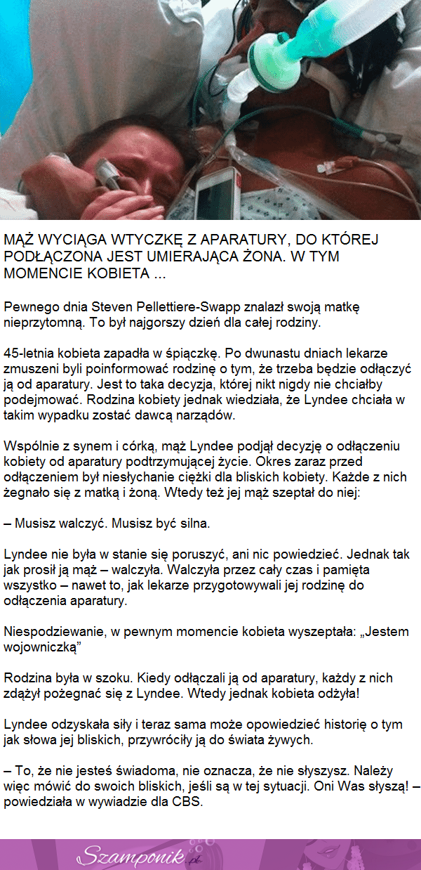 Mąż odłącza umierającą żonę od aparatury... Zobacz co się stanie!