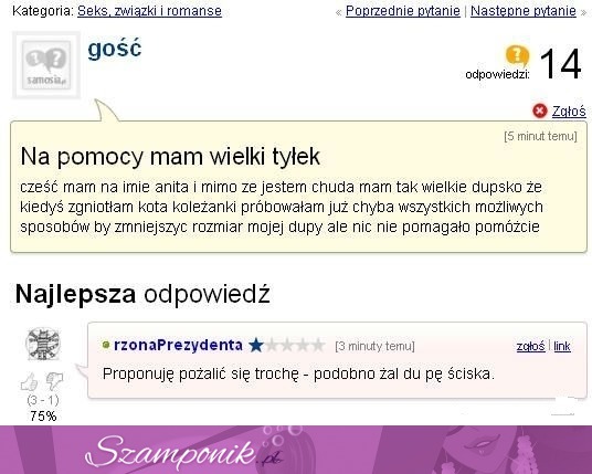 Dziewczyna ma problem z wielkim tyłkiem, zobacz co jej poradzili! :)