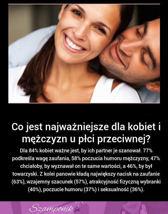 Co jest NAJWAŻNIEJSZE dla KOBIET i MĘŻCZYZN u płci przeciwnej!? Zgadzacie się?