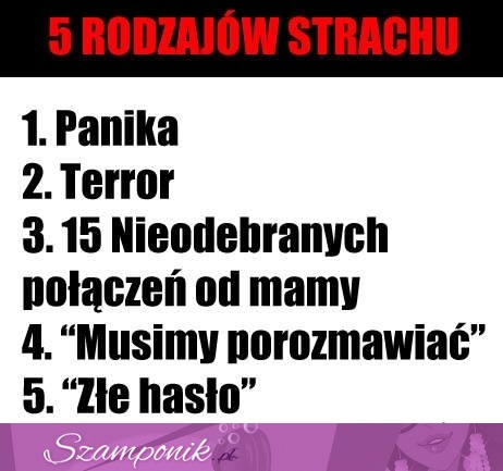 Pięć rodzajów strachu