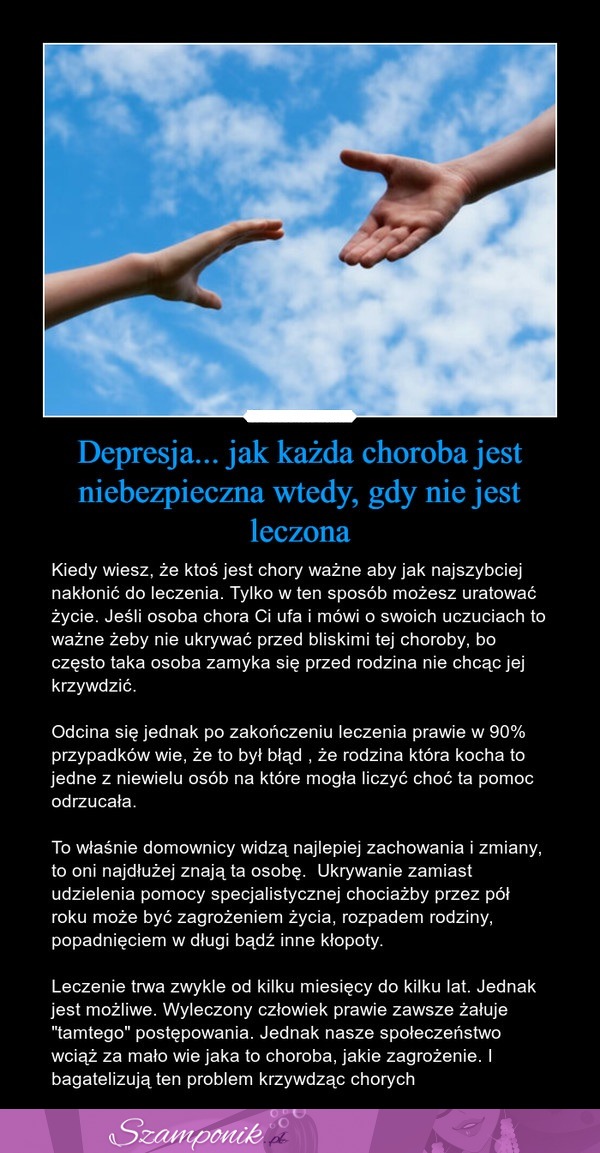 Depresja - jak każda choroba jest niebezpieczna wtedy, gdy nie jest leczona