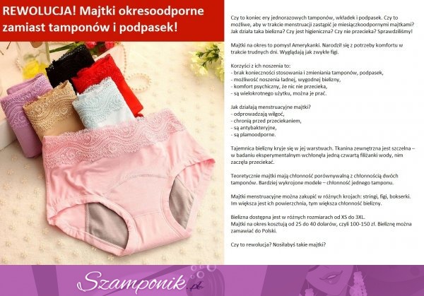 Rewolucja! Majtki okresoodporne zamiast tamponów i podpasek!