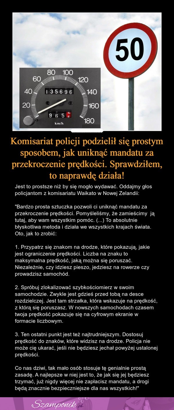 Komisariat policji podzielił się prostym sposobem, jak uniknąć mandatu za przekroczenie prędkości!