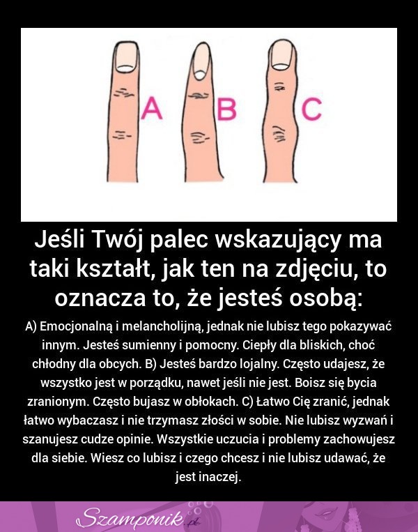 Kształt Twojego palca, może wskazywać jaką jesteś osobą!