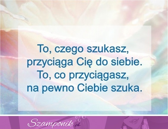 To, czego szukasz przyciąga Cię do siebie...