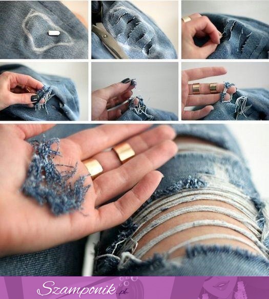 DIY- wytarte jeansy z dziurami