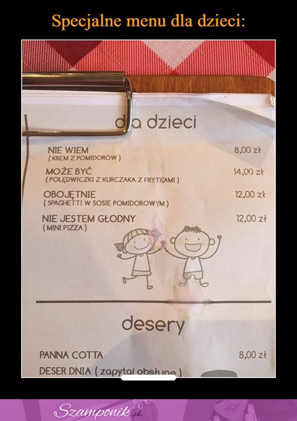 Specjalne menu dla dzieci ;)