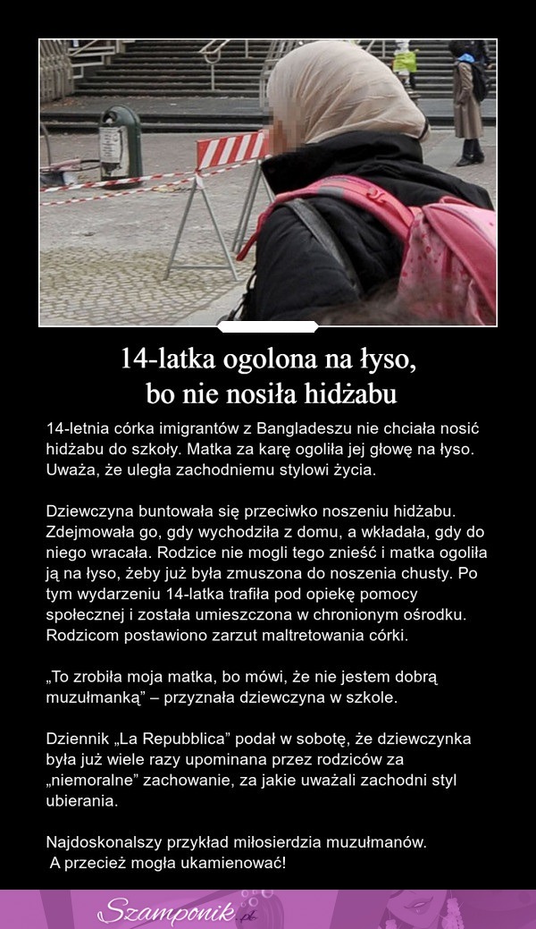 14-latka OGOLONA na łyso, bo nie nosiła hidżabu!