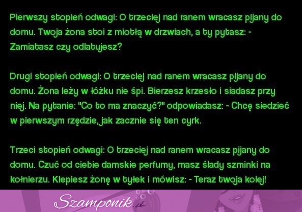 Zobacz 3 stopnie odwagi u facetów, haha najlepsze trzecie! :D