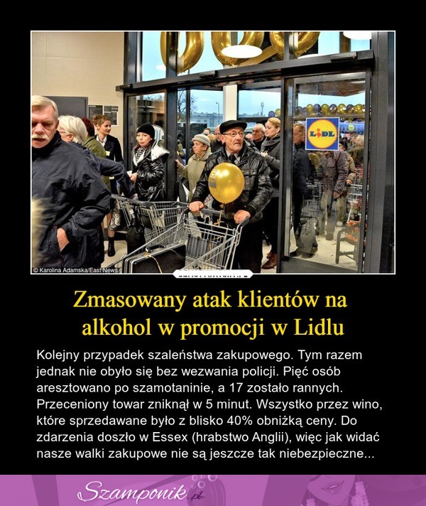 Zmasowany atak klientów na alkohol w promocji w Lidlu