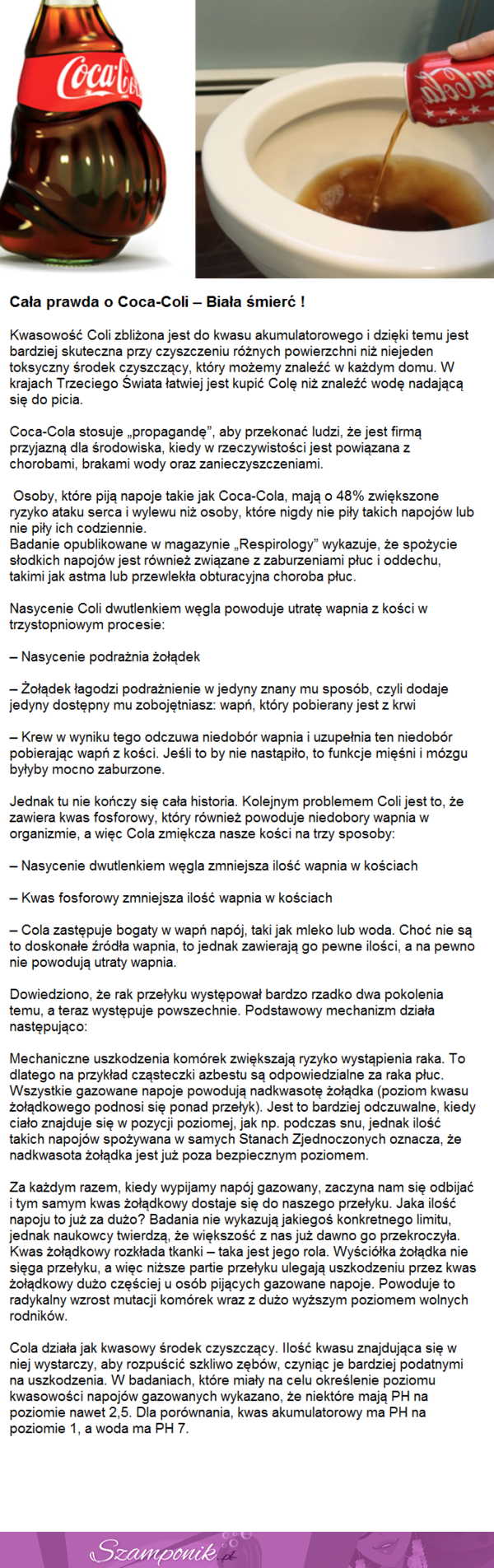 Cała prawda o Coca-Coli... BIAŁA ŚMIERĆ!