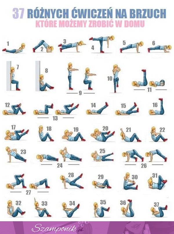 37 różnych ćwiczeń na brzuch, które możemy zrobić w domu!