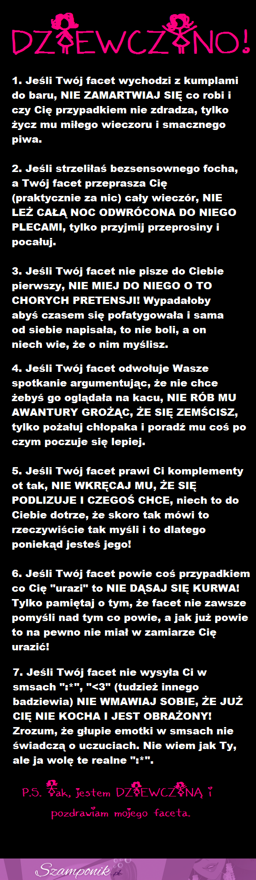 Apel do dziewczyn - przeczytajcie to koniecznie! ;)