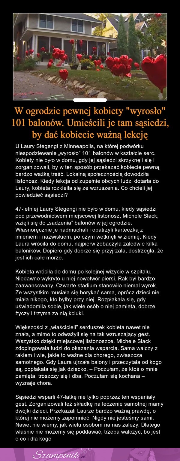 101 balonów w ogrodzie kobiety, które umieścili sąsiedzi, by dać jej ważną lekcję