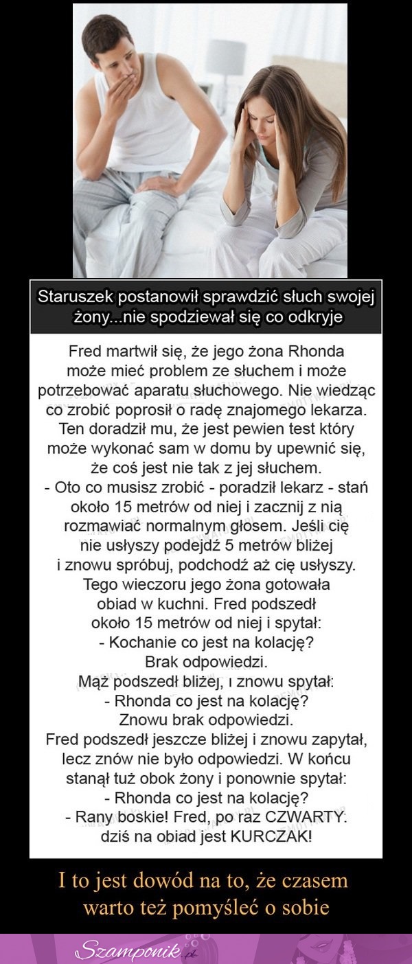 Staruszek postanowił sprawdzić SŁUCH swojej ŻONY! Nie spodziewał się co ODKRYJE, szok! ;D