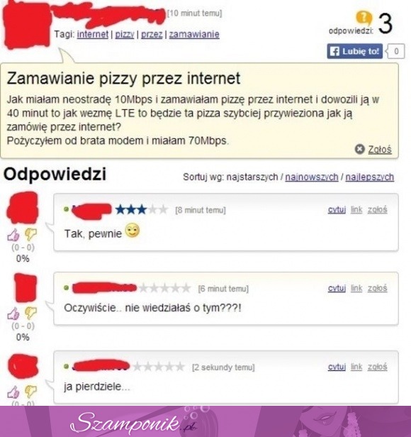 Zamawianie pizzy przez internet - poziom master, ale idiota