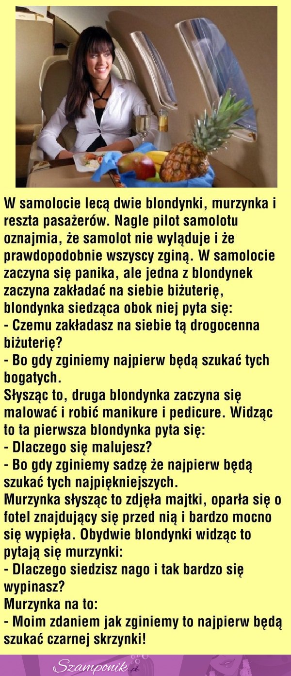 W samolocie lecą dwie blondynki, murzynka i reszta... MEGA KAWAŁ!