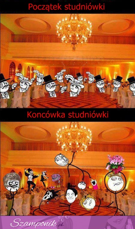 Jak wygląda początek studniówki, a jak koniec. haha to prawda! :D
