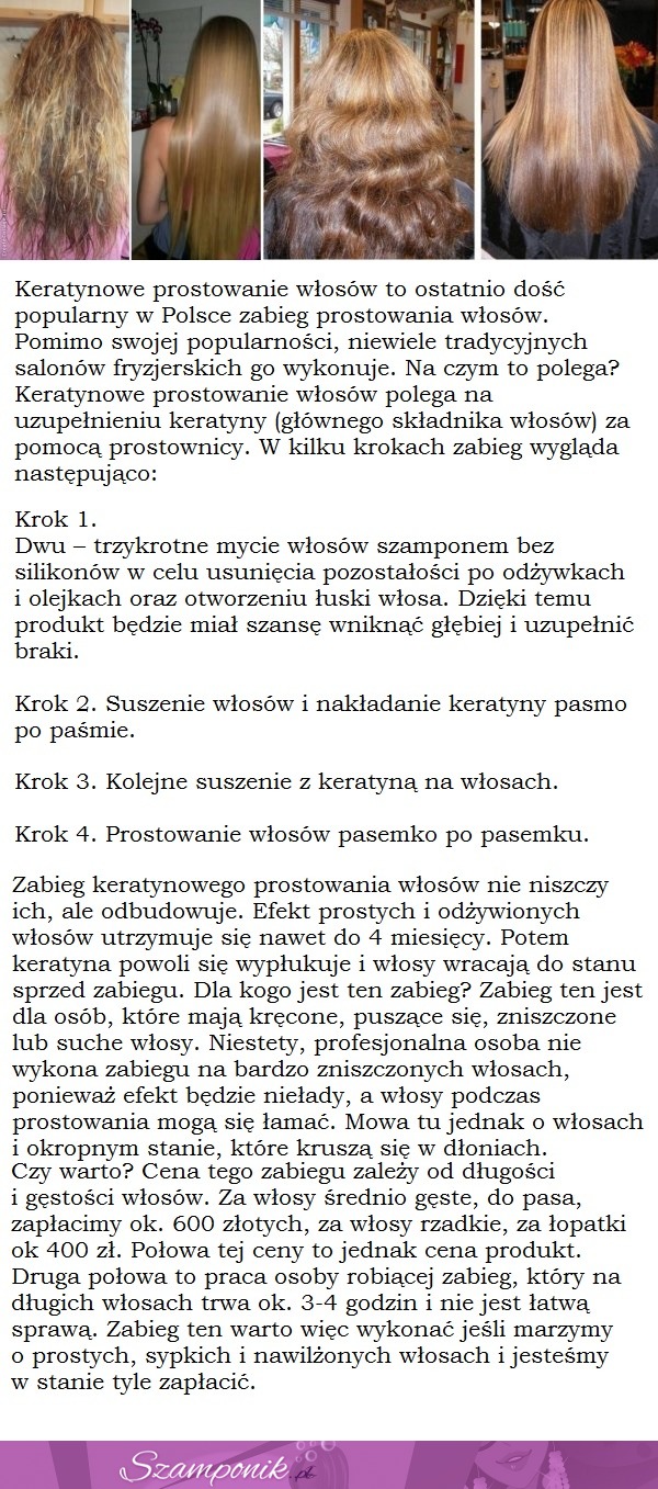 MODNY ZABIEG! Keratynowe prostowanie włosów. Dla kogo i czy warto?