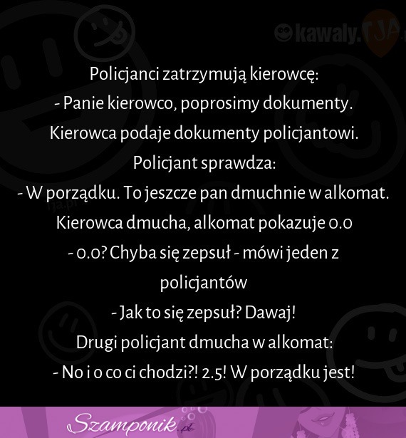 Policjanci zatrzymują kierowcę i sprawdzają alkomatem... BEKA!