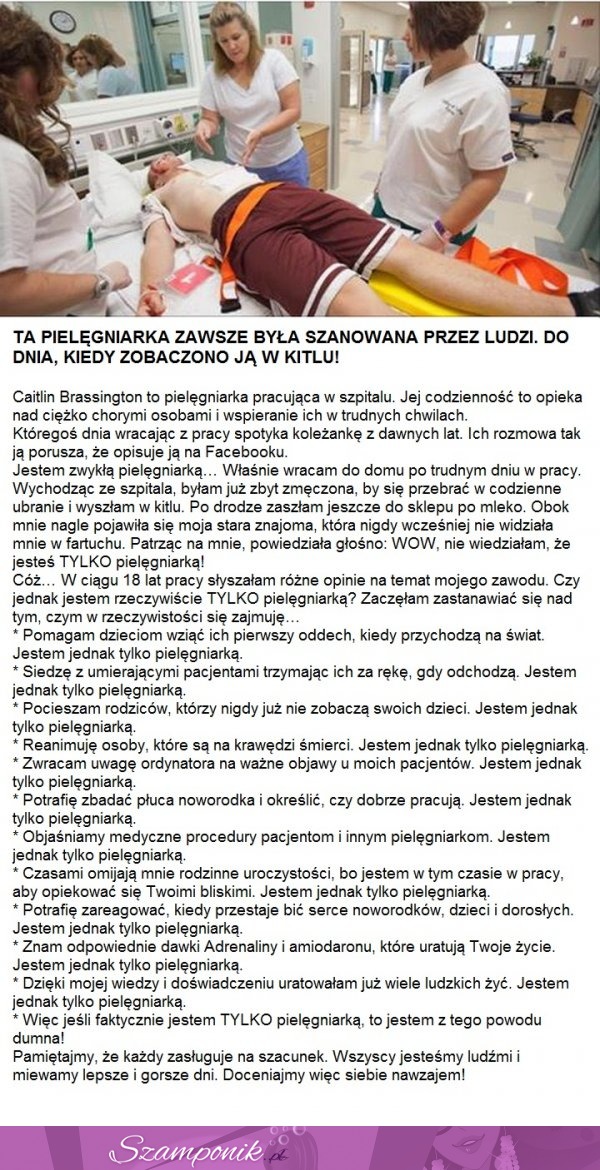 Ta pielęgniarka była szanowana przez ludzi do pewnego dnia... DOCENIAJMY SIEBIE NAWZAJEM!