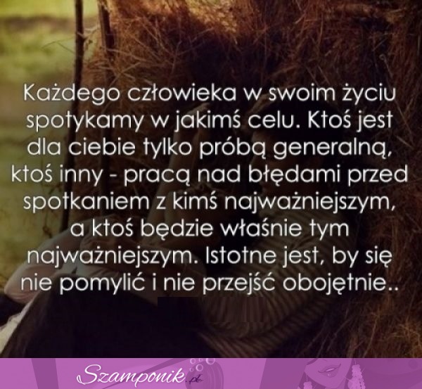 Każdego człowieka spotykamy w jakimś celu...