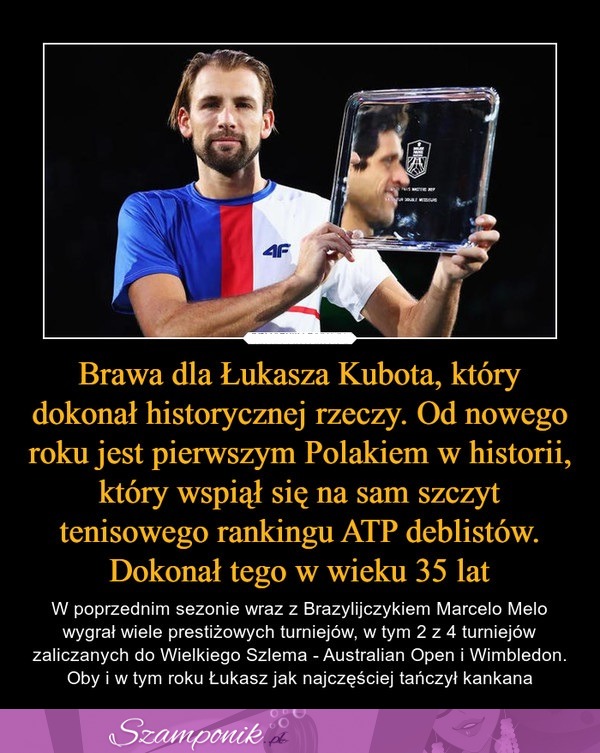 Brawa dla Łukasza Kubota, który dokonał historycznej rzeczy!