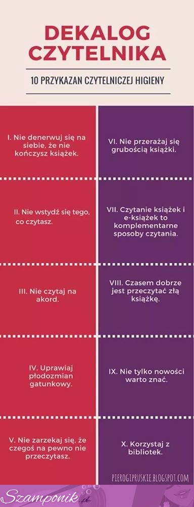 10 przykazań czytelniczej higieny. Każdy powinien je znać! :)